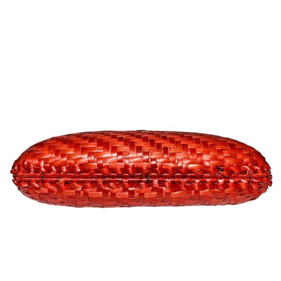 VINTAGE JAEGER cherry red lacquer woven clutch - Picture 5 of 8